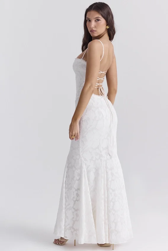 Joan Ivory Lace Up Back Maxi Dress Joan Ivory Lace Up Back Maxi Dress