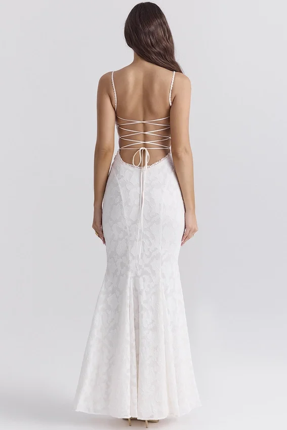 Joan Ivory Lace Up Back Maxi Dress Joan Ivory Lace Up Back Maxi Dress