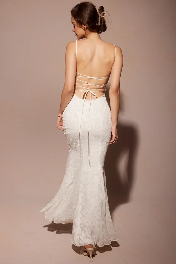 Joan Ivory Lace Up Back Maxi Dress Joan Ivory Lace Up Back Maxi Dress