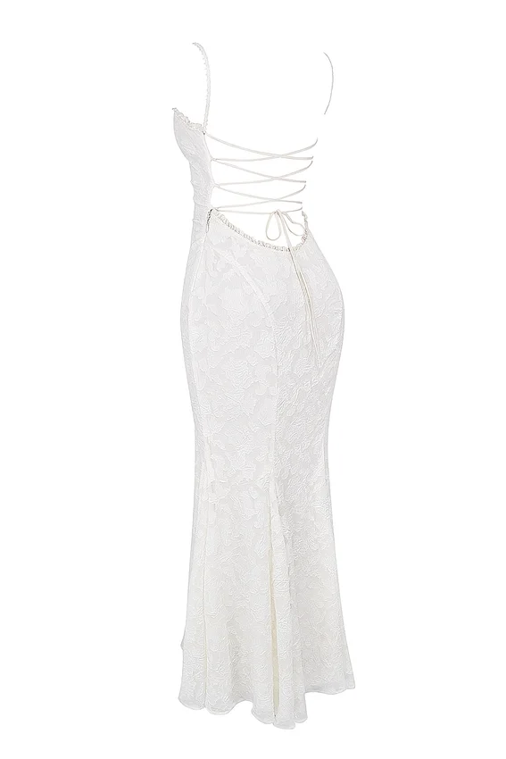Joan Ivory Lace Up Back Maxi Dress Joan Ivory Lace Up Back Maxi Dress