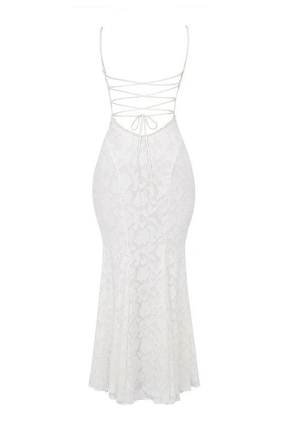 Joan Ivory Lace Up Back Maxi Dress Joan Ivory Lace Up Back Maxi Dress