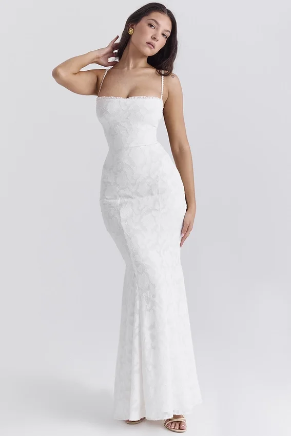 Joan Ivory Lace Up Back Maxi Dress Joan Ivory Lace Up Back Maxi Dress
