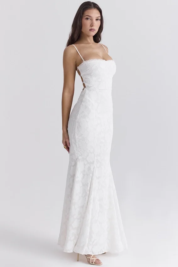Joan Ivory Lace Up Back Maxi Dress Joan Ivory Lace Up Back Maxi Dress