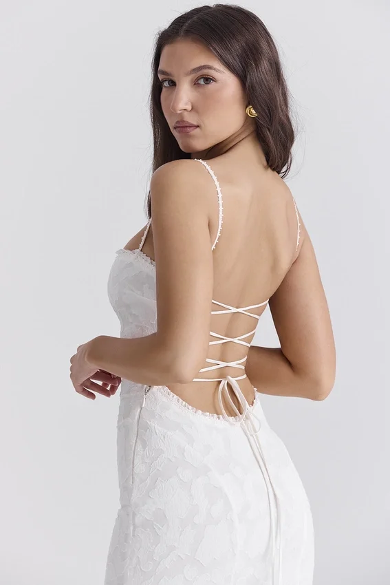 Joan Ivory Lace Up Back Maxi Dress Joan Ivory Lace Up Back Maxi Dress