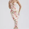 Josefina Pink Peony Print Satin Maxi Dress