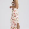 Josefina Pink Peony Print Satin Maxi Dress