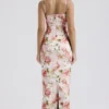 Josefina Pink Peony Print Satin Maxi Dress