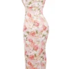 Josefina Pink Peony Print Satin Maxi Dress