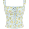 Juana Soft Blue Vintage Floral Print Cotton Top Juana Soft Blue Vintage Floral Print Cotton Top