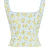 Juana Soft Blue Vintage Floral Print Cotton Top Juana Soft Blue Vintage Floral Print Cotton Top