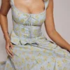 Juana Soft Blue Vintage Floral Print Cotton Top Juana Soft Blue Vintage Floral Print Cotton Top