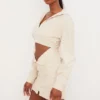 Julietta Beige Linen Cutout Shirt Dress