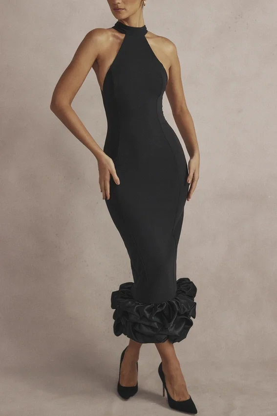 Juniper Black Peplum Midi Dress Juniper Black Peplum Midi Dress