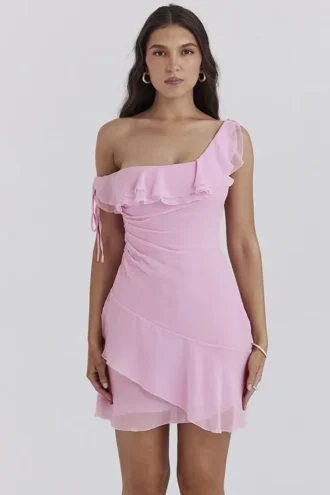 Kalena Cotton Candy Off Shoulder Mini Dress