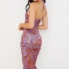 Kasia Purple Swirl Cutout Midi Dress