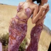 Kasia Purple Swirl Cutout Midi Dress