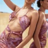 Kasia Purple Swirl Cutout Midi Dress