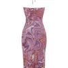 Kasia Purple Swirl Cutout Midi Dress