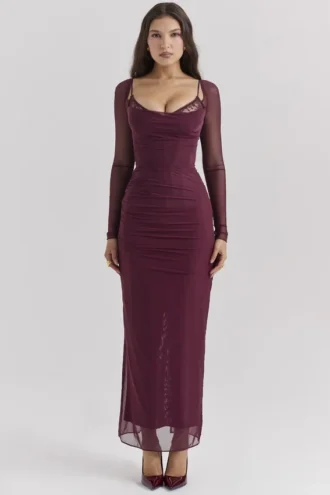 Katarina Wine Maxi Dress