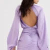 Kate Orchid Satin Wrap Front Mini Dress