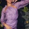 Kate Orchid Satin Wrap Front Mini Dress