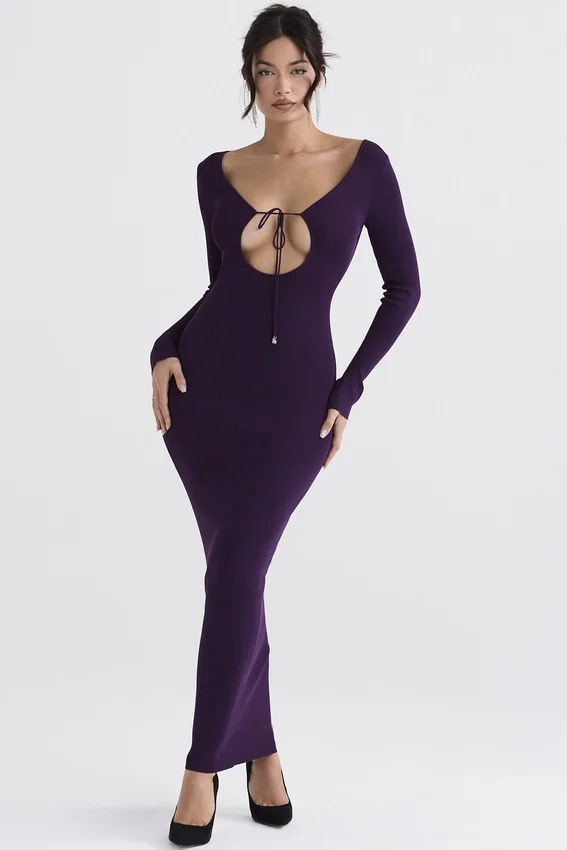 Keana Grape Ribbed Knit Maxi Dress Keana Grape Ribbed Knit Maxi Dress