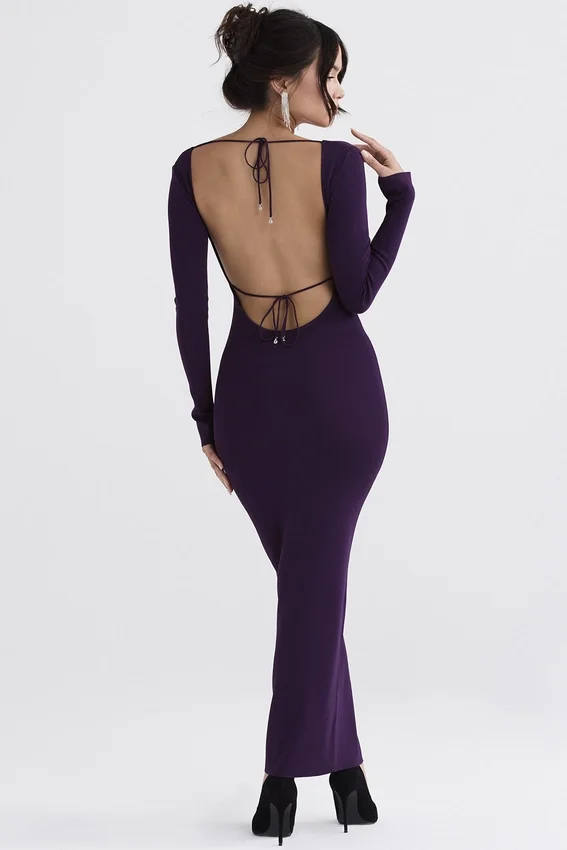 Keana Grape Ribbed Knit Maxi Dress Keana Grape Ribbed Knit Maxi Dress
