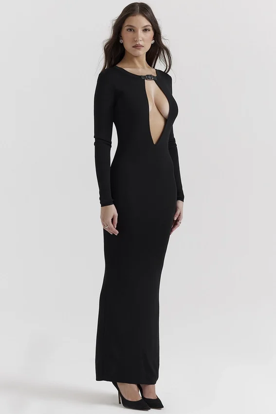 Keeya Black Knit Maxi Dress Keeya Black Knit Maxi Dress