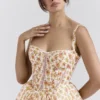 Kelly Royal Rose Print Corset Midi Sundress Kelly Royal Rose Print Corset Midi Sundress
