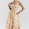 Kelly Royal Rose Print Corset Midi Sundress Kelly Royal Rose Print Corset Midi Sundress