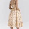Kelly Royal Rose Print Corset Midi Sundress Kelly Royal Rose Print Corset Midi Sundress