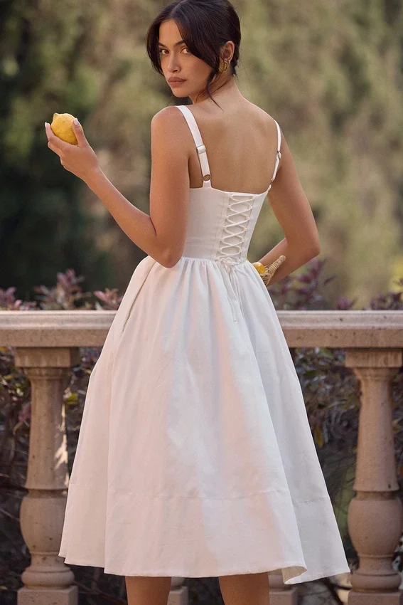 Kelly White Corset Midi Sundress Kelly White Corset Midi Sundress