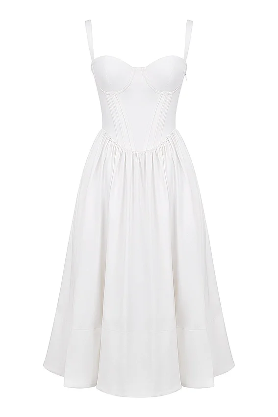 Kelly White Corset Midi Sundress Kelly White Corset Midi Sundress