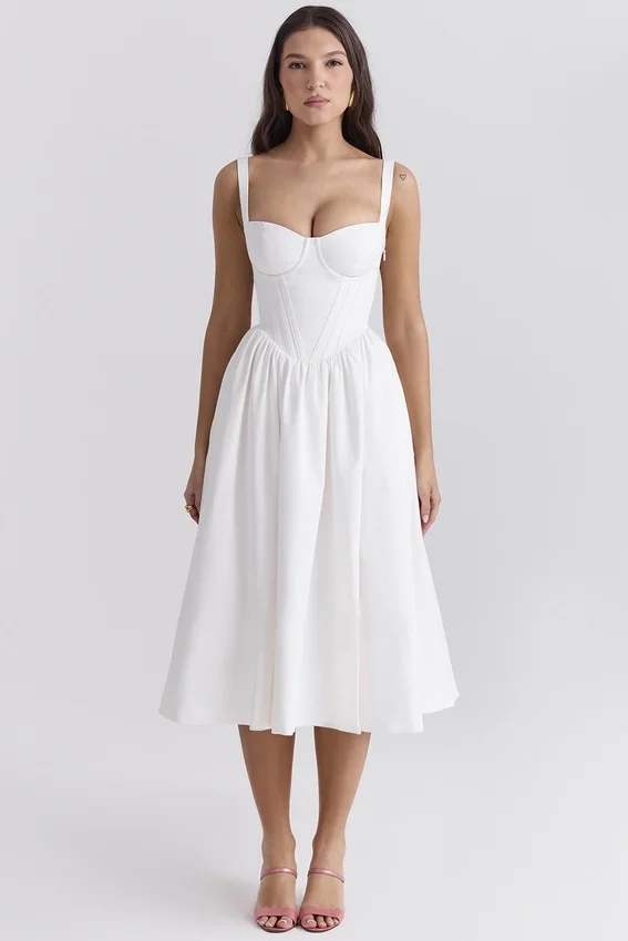 Kelly White Corset Midi Sundress Kelly White Corset Midi Sundress