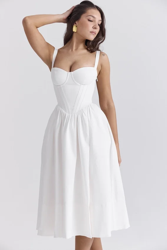Kelly White Corset Midi Sundress Kelly White Corset Midi Sundress