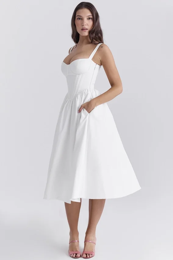Kelly White Corset Midi Sundress Kelly White Corset Midi Sundress