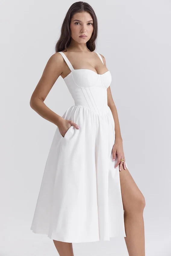 Kelly White Corset Midi Sundress Kelly White Corset Midi Sundress