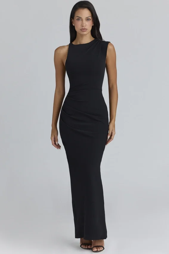 Keoni Black Asymmetric Draped Maxi Dress Keoni Black Asymmetric Draped Maxi Dress