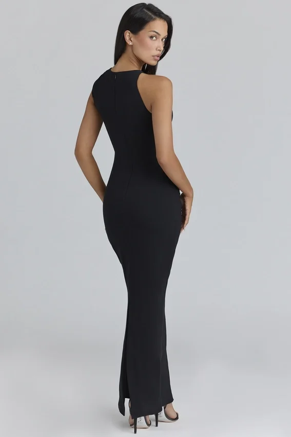 Keoni Black Asymmetric Draped Maxi Dress Keoni Black Asymmetric Draped Maxi Dress