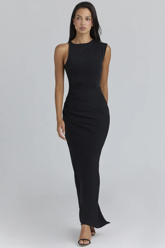 Keoni Black Asymmetric Draped Maxi Dress Keoni Black Asymmetric Draped Maxi Dress