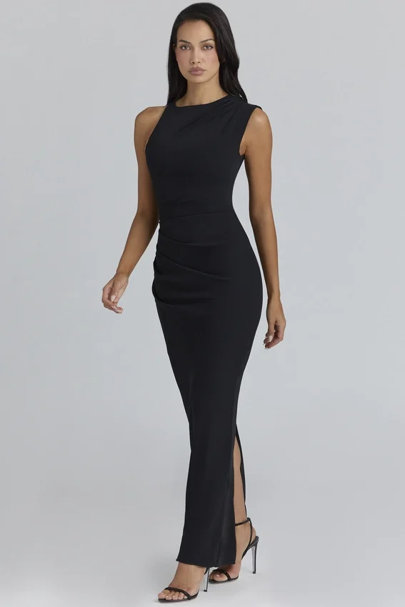 Keoni Black Asymmetric Draped Maxi Dress Keoni Black Asymmetric Draped Maxi Dress