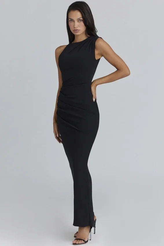 Keoni Black Asymmetric Draped Maxi Dress Keoni Black Asymmetric Draped Maxi Dress
