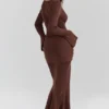 Khrysta Chocolate Brown Draped Maxi Dress Khrysta Chocolate Brown Draped Maxi Dress