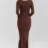 Khrysta Chocolate Brown Draped Maxi Dress Khrysta Chocolate Brown Draped Maxi Dress
