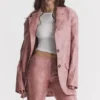 Kiera Warm Pink Vegan Leather Oversized Blazer Kiera Warm Pink Vegan Leather Oversized Blazer