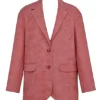 Kiera Warm Pink Vegan Leather Oversized Blazer Kiera Warm Pink Vegan Leather Oversized Blazer