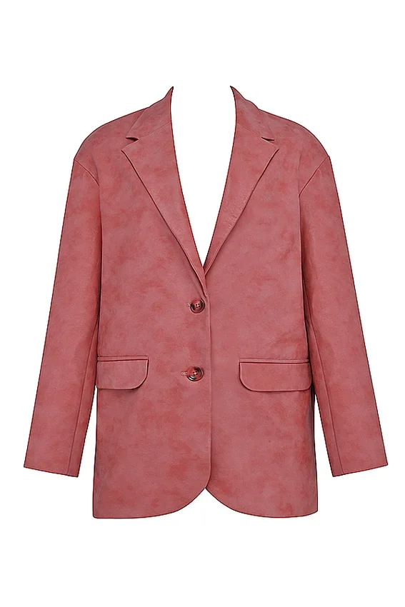 Kiera Warm Pink Vegan Leather Oversized Blazer Kiera Warm Pink Vegan Leather Oversized Blazer