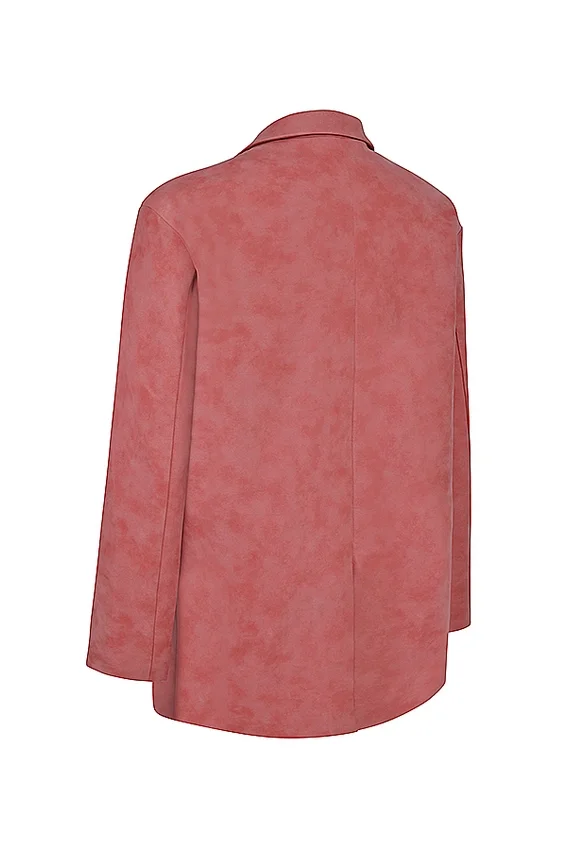 Kiera Warm Pink Vegan Leather Oversized Blazer Kiera Warm Pink Vegan Leather Oversized Blazer