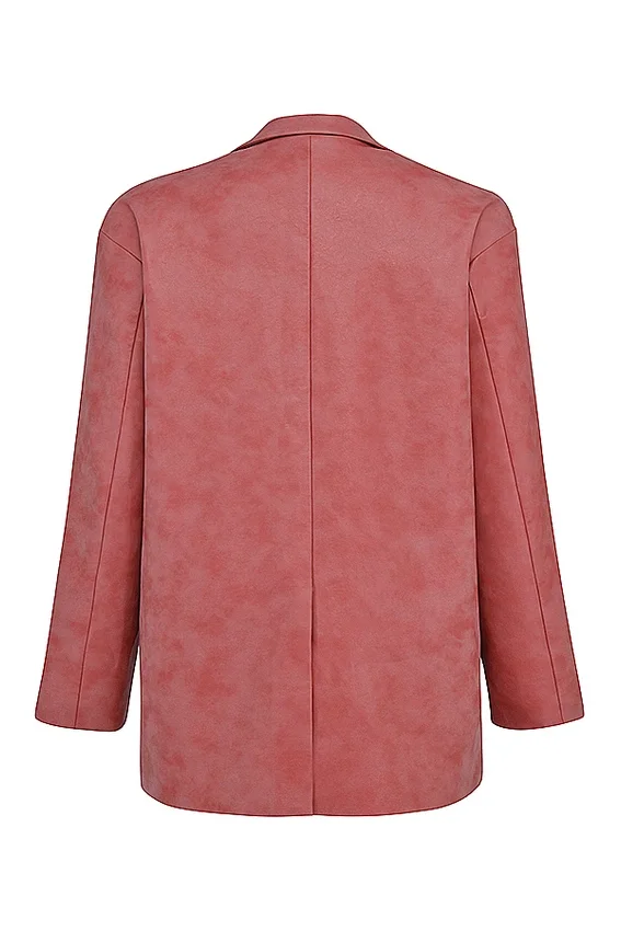 Kiera Warm Pink Vegan Leather Oversized Blazer Kiera Warm Pink Vegan Leather Oversized Blazer