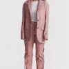 Kiera Warm Pink Vegan Leather Oversized Blazer Kiera Warm Pink Vegan Leather Oversized Blazer